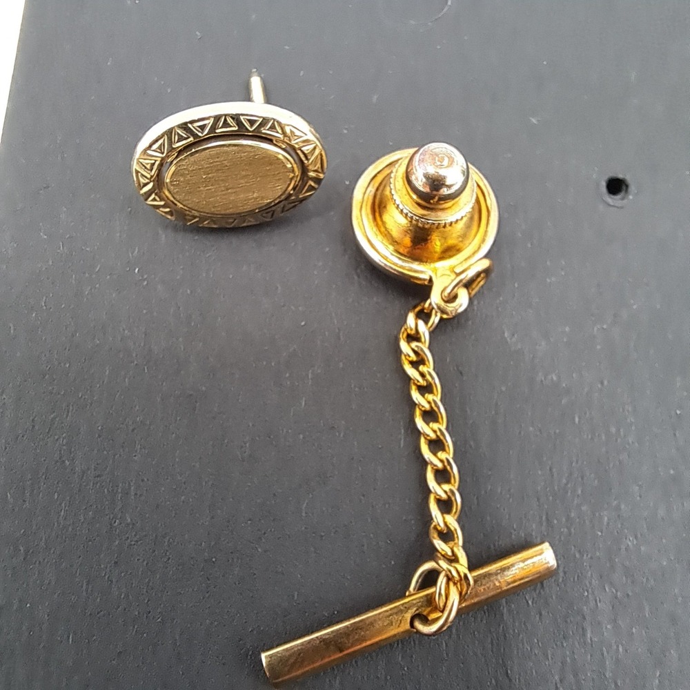 Vintage Anson Oval Tie Tack 12K Gold Filled